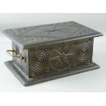 A WELSH SLATE FOLK ART piece in the form of a chapel alms box, having a central diamond and star