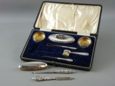 A MIXED QUANTITY OF HALLMARKED SILVER MANICURE ITEMS, some part cased