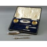 A MIXED QUANTITY OF HALLMARKED SILVER MANICURE ITEMS, some part cased