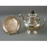 A FINE BRIGHT CUT ELECTROPLATED INFUSER TEAPOT by James Dixon & Sons - 'Royals Patent Self Pourer'