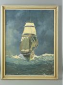GWILYM ROBERTS oil on board - the schooner 'Nymph, Pwllheli' in rough seas, signed and entitled,