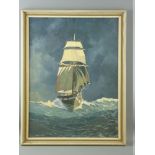 GWILYM ROBERTS oil on board - the schooner 'Nymph, Pwllheli' in rough seas, signed and entitled,