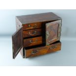 A CHINESE INLAID & LACQUERWORK TABLE CABINET with metal carry handles and mounts having twin doors