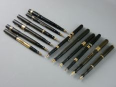 A COLLECTION OF TWELVE VINTAGE FOUNTAIN PENS, eleven Swan by Mabie Todd & Co, including one