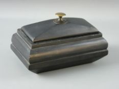 A WELSH SLATE FORK ART piece in the form of a lidded casket with brass knob to the lid, 10 cms