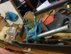 Two boxes of mainly hand tools, saws, planes etc