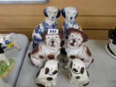Three pairs of canine ornamental figures
