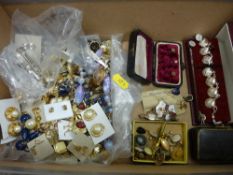 Mixed quantity of antique and vintage earrings, cufflinks, studs and stickpins etc