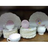 Parcel of pink and white china teaware