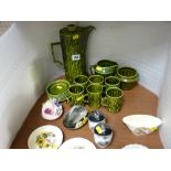 Parcel of Eastgate Withernsea green coffee ware, two Worcester egg coddlers and minor china