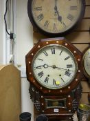 Rosewood and mother of pearl inlaid circular drop dial pendulum wall clock and a Smiths English