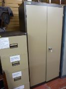 Office metal cupboard and a metal filing cabinet