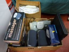 Box of small electricals, foot massager, Bush CD system etc E/T