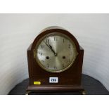 Edwardian mahogany dome topped mantel clock with silvered dial
