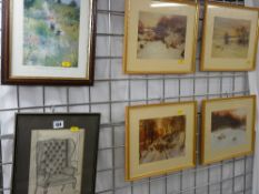 Eight various framed prints