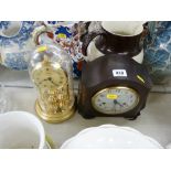 Smiths bakelite cased mantel clock and a gilt anniversary clock