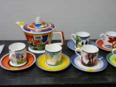 Clarice Cliff Centenary coffee service of six cups and saucers and a teapot
