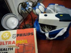 Phillips Ultraphil health lamp, two Tiffany style lamps, food mixer etc E/T