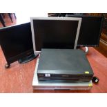 Samsung DVD/VCR combi player, three flatscreen monitors etc E/T