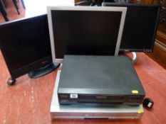 Samsung DVD/VCR combi player, three flatscreen monitors etc E/T