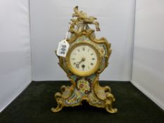 French gilt metal and champleve enamel type mantel clock