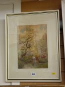 HARRIS OXTON framed watercolour study of a forest glade