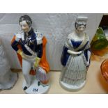 Two 19th Century Staffs pottery figurines 'Albert' and 'Victoria'