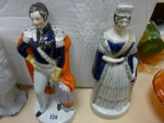 Two 19th Century Staffs pottery figurines 'Albert' and 'Victoria'