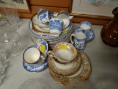 Parcel of various patterned vintage Staffordshire teaware including blue & white willow