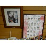 A framed presentation of army regimental uniforms & a framed print