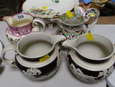 Four antique Staffordshire jugs