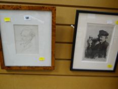 Two framed portrait prints