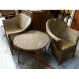 Three items of vintage Lloyd Loom Lusty furniture comprising two-seater settee, circular table &