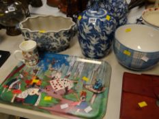 An Alice in Wonderland tray & sundry items of pottery