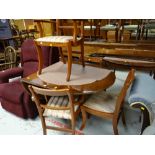 A yew drop flap pedestal dining table & four chairs together with an electric recliner armchair