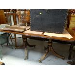 A good twin-pedestal mahogany dining table with extension leaf