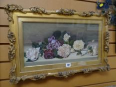 Framed oil on canvas - still life of cut roses by L DEAKIN, signed & dated 1902
