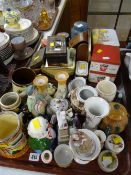 A parcel of old tin boxes & a quantity of china
