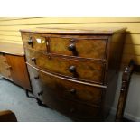 A Victorian bow front mahogany chest of three long & two short drawers