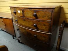 A Victorian bow front mahogany chest of three long & two short drawers