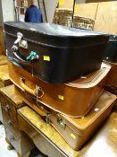 Retro Antler suitcase & two further tan leather retro suitcases