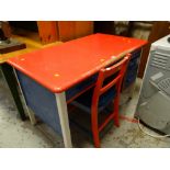 A painted wooden vintage desk & chair