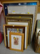 A parcel of framed pictures