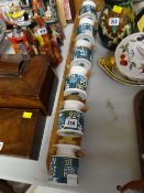 Vintage Portmeirion Tivoli pattern spice jars & rack