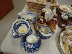 Parcel of blue & white china including Spode Italian, Royal Crown Derby, Mercado trio, three Wade