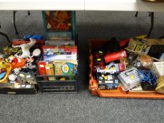 Three trays of household items including toys
