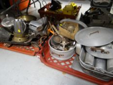 A large quantity of old kitchen items & kitchen metalware etc