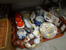 A box of kitchen china etc