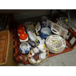 A box of kitchen china etc