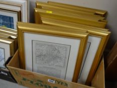 Twelve framed antique maps of the counties of Wales